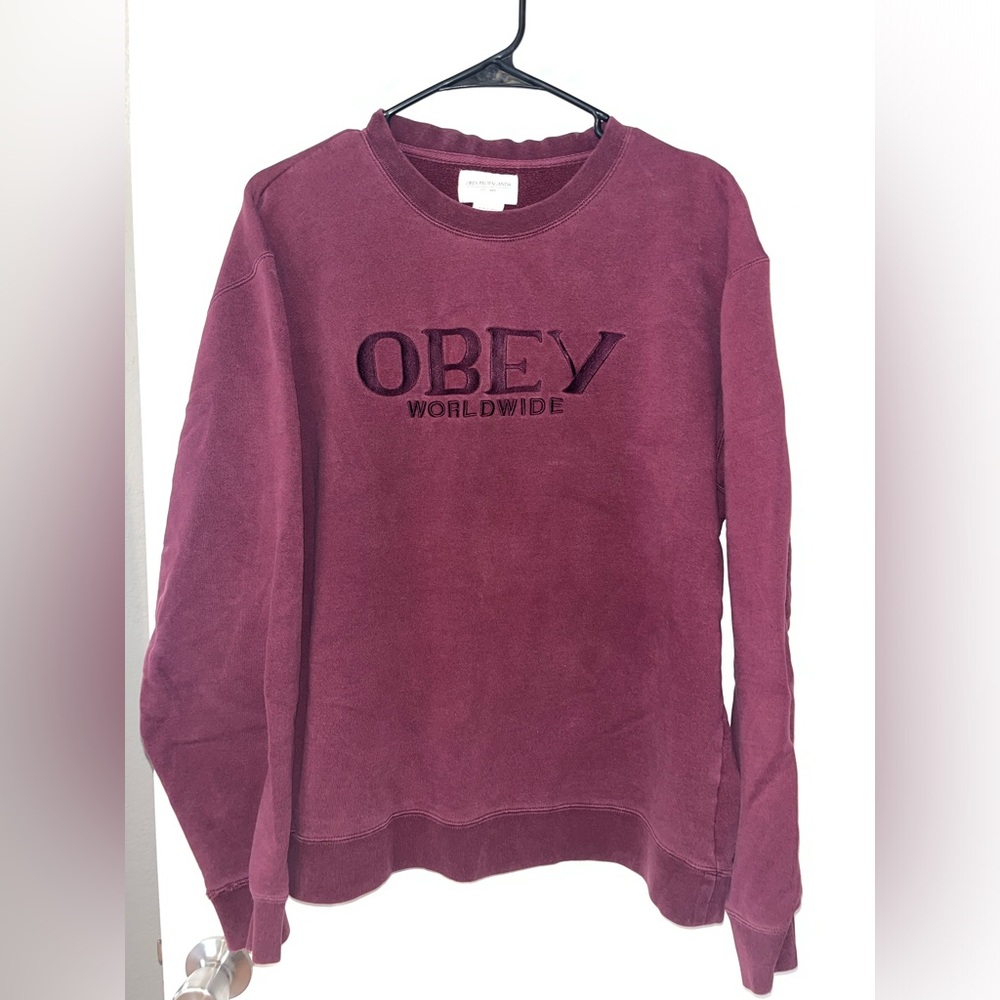 Obey Propaganda Men’s Maroon Crewneck Sweatshirt
